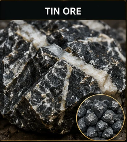 Tin ore cassiterite concentrate prepared for lot review